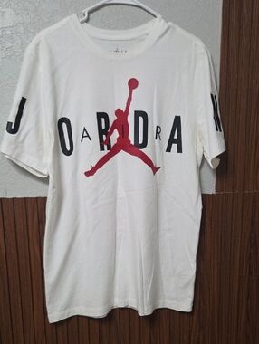 Jordan White Tee with Red Jumpman and Black Lettering